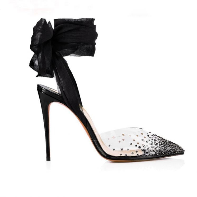 Ankle Strap Rhinestone High Heels - runwayfashionista.com