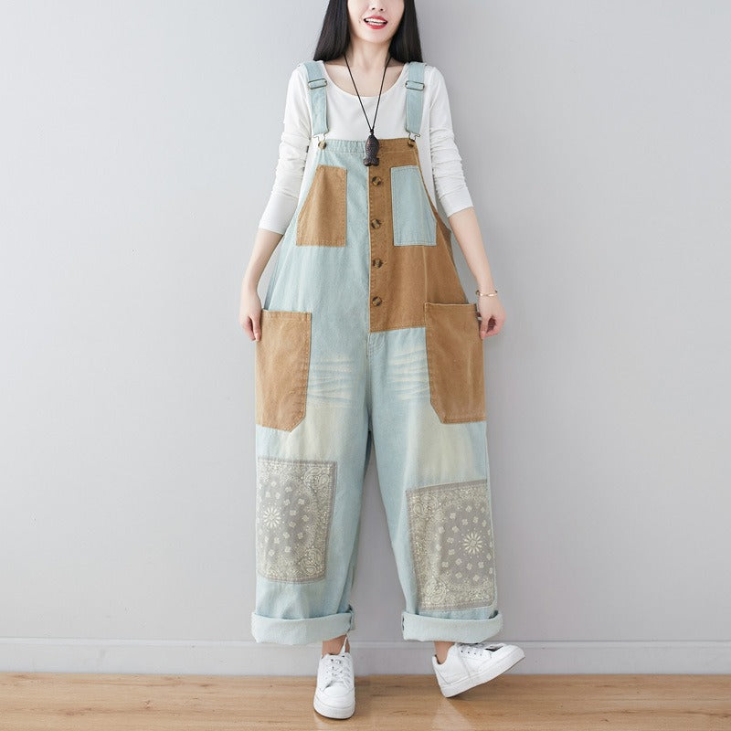 large size loose overalls ethnic style wide leg pants - runwayfashionista.com