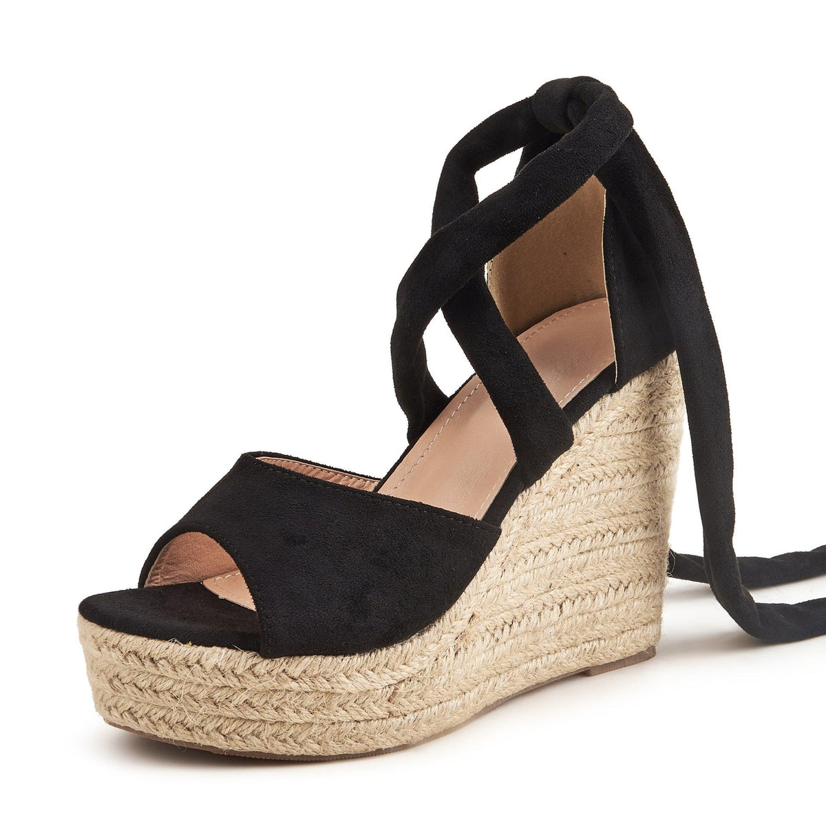 Lace Up Rope Bottom Wedge - runwayfashionista.com