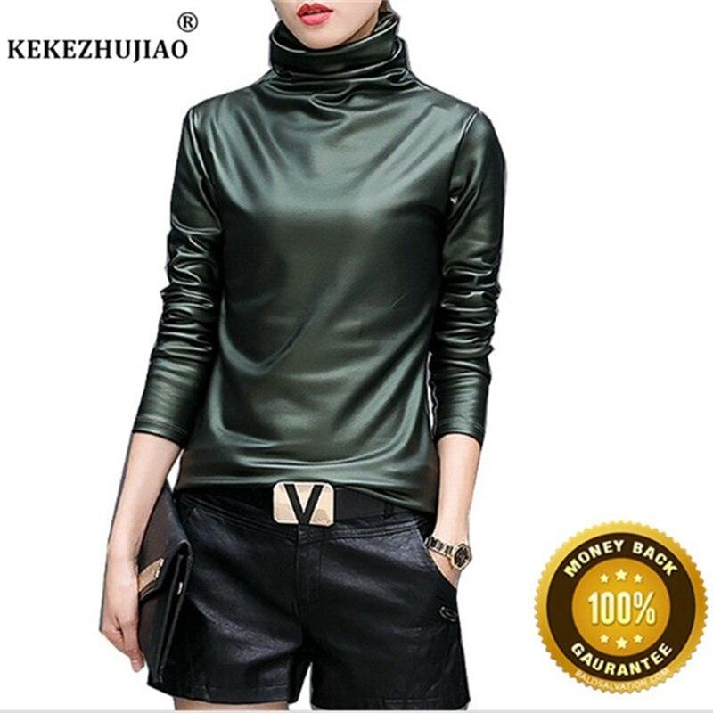 Pu Turtleneck Blouse - runwayfashionista.com