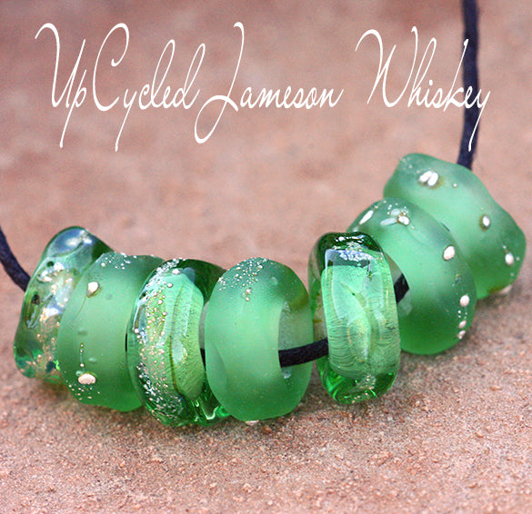 Upcycled Lampwork Charms in Jameson Whiskey