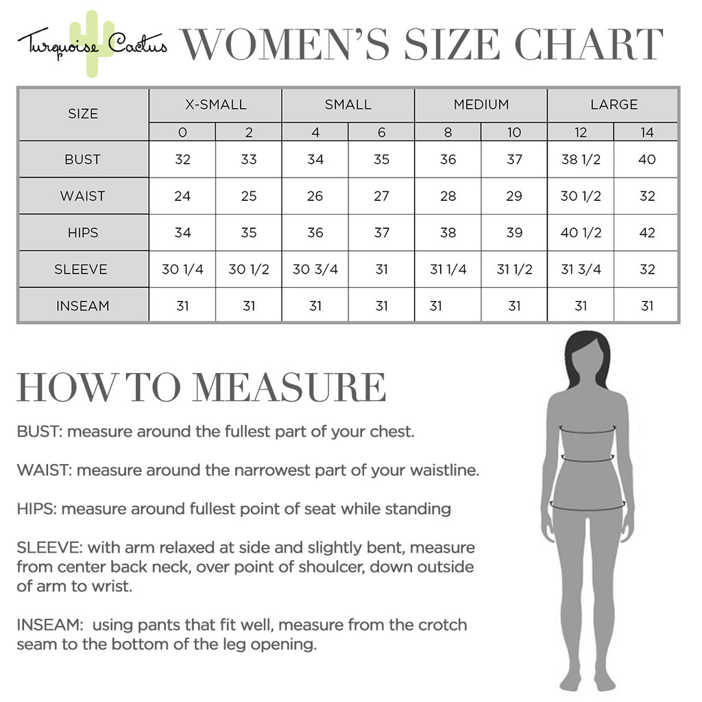 Sizing Chart – The Turquoise Cactus Boutique