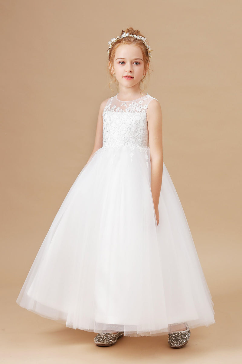Sweetheart Sleeveless Tulle Flower Girl Dresses With Appliques ...