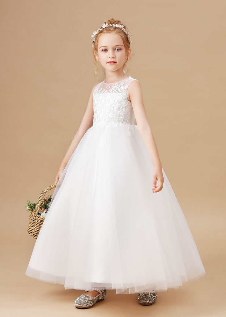 Sweetheart Sleeveless Tulle Flower Girl Dresses With Appliques ...