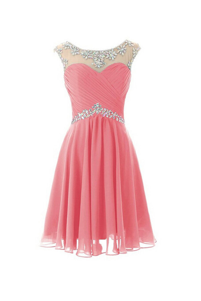 Cap Sleeves Beaded Pink Short Prom\Homecoming Dresses ED0672 ...