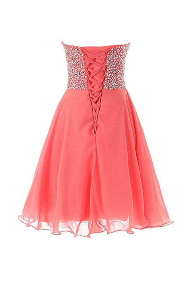 Empire Waist Watermelon Short Prom Dress Simibridaldress