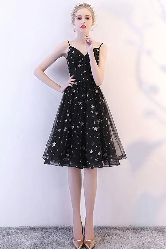 sparkly black spaghetti strap dress