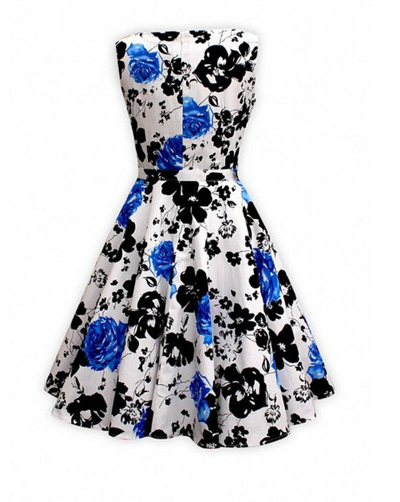Vintage Floral Print Women's Pleated Homecoming Dress – Simibridaldresses