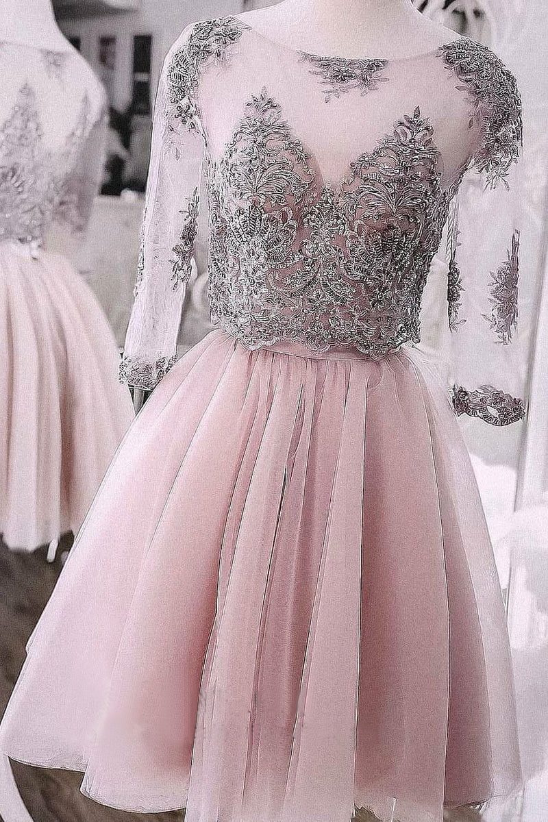 Two Pieces Short Prom Dress Cute Lace Homecoming Dress Tulle Cocktail ...