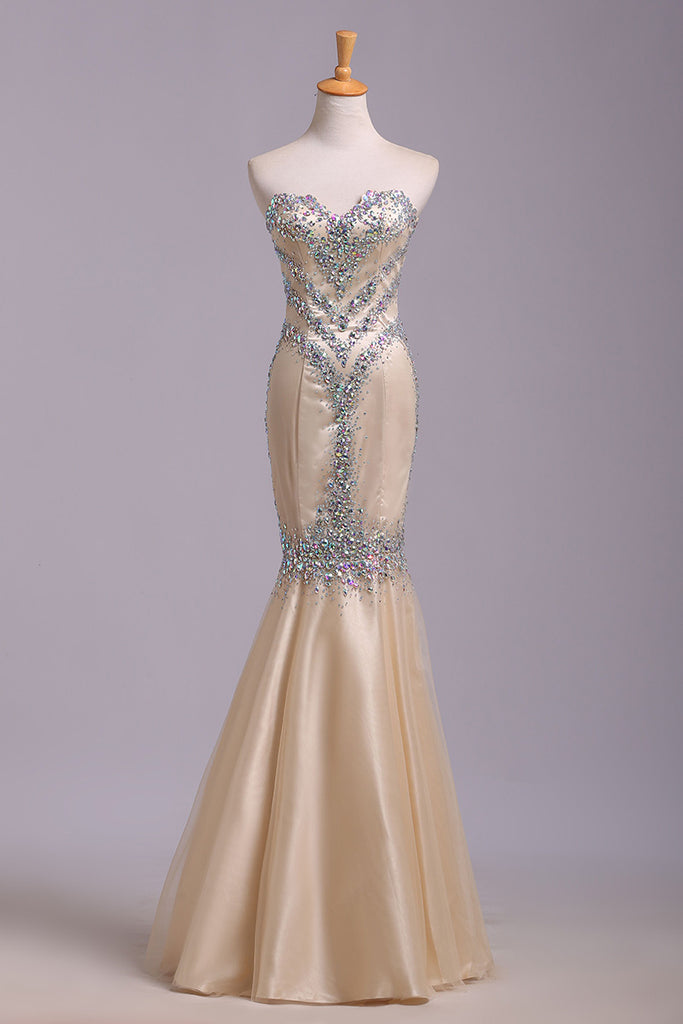 Floor Length Sweetheart Sequined Mermaid Prom Dress, Evening Dress ...
