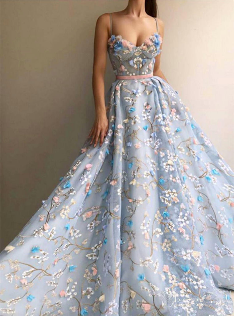 blue flower lace dress