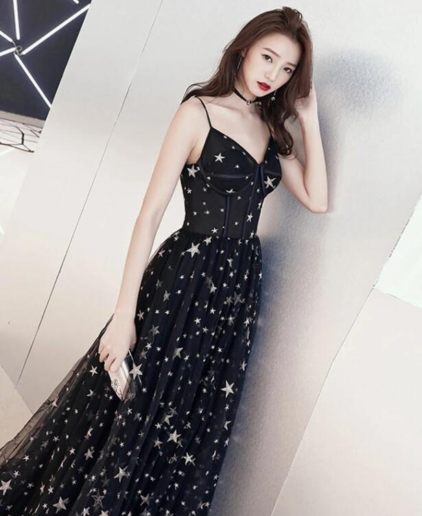 black tulle dress with stars