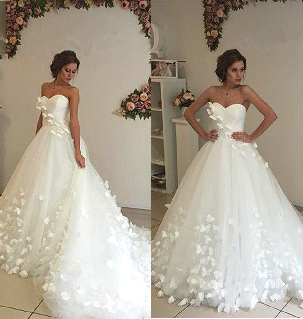 Gorgeous Sweetheart Ball Gown Wedding Dress with Appliques, Beach