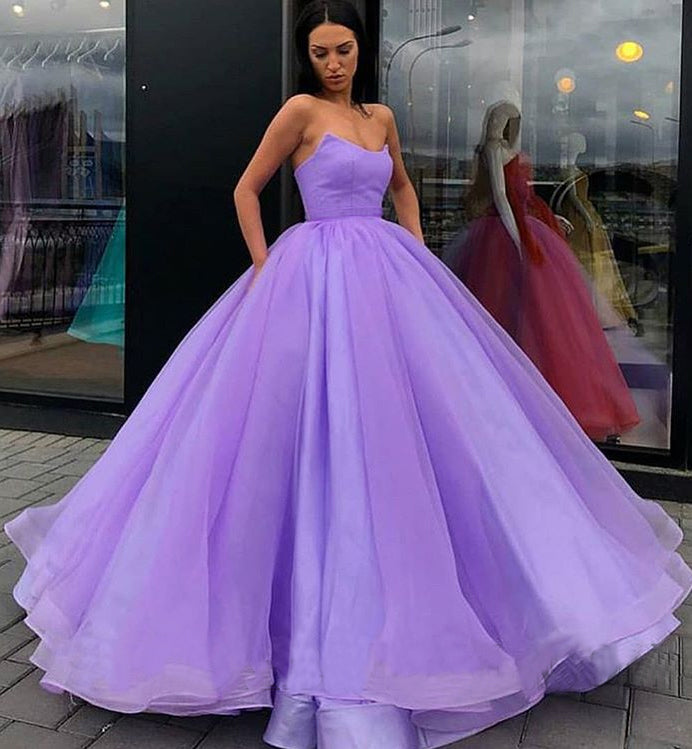 Blue Ball Gown Sweetheart Prom Dresses Princess Floor Length Tulle Qui Simibridaldresses 2769