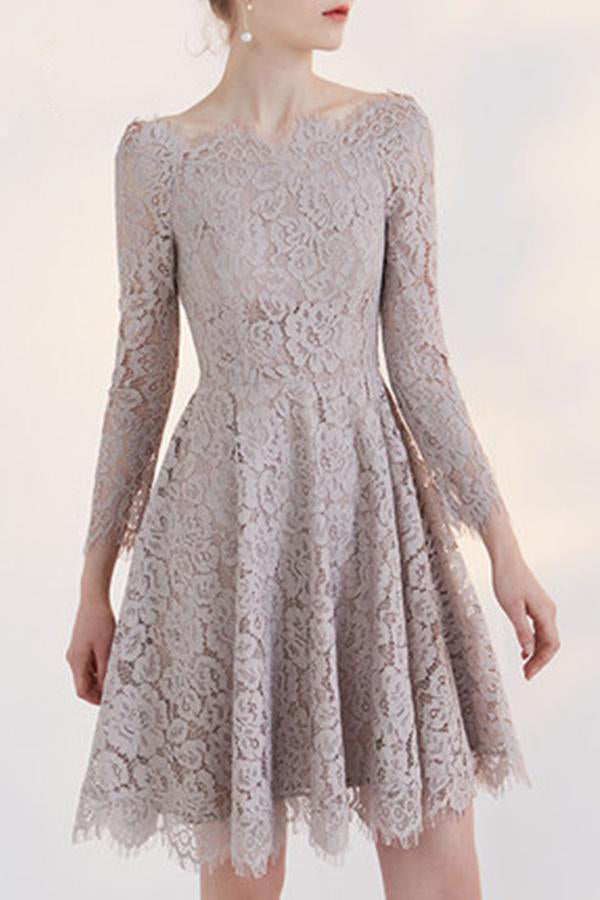 Long Sleeve Off Shoulder Lace Homecoming Dressshort Prom Gown