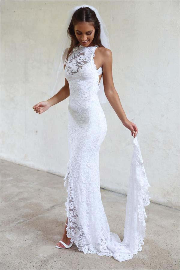 Sexy Mermaid Jewel Lace Backless Beach Wedding Dress With Court Train Simibridaldresses 2011