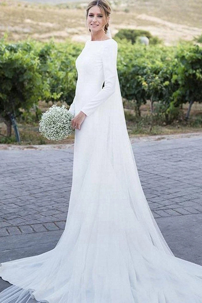 Long Sleeve Sheath Wedding Dress