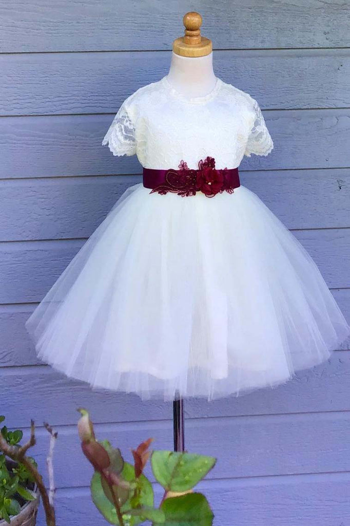 Lace Flower Girl Dress Tulle Country Wedding Flower Girl Dress