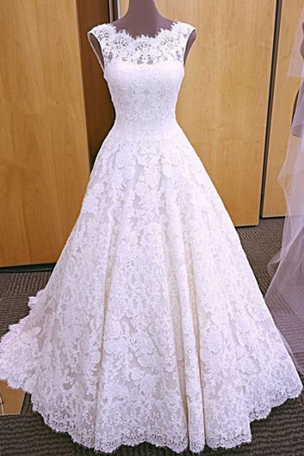 Elegant Lace Bridal Dress White Long Backless Lace Wedding Dress Simibridaldresses 9031