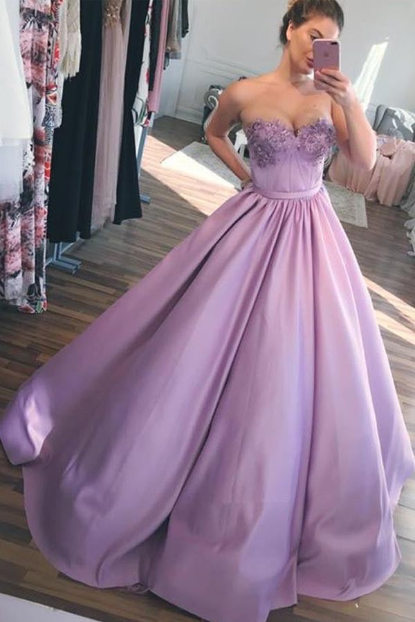 Lilac Sweetheart Ball Gown, Puffy Floor Length Quinceanera Dress ...