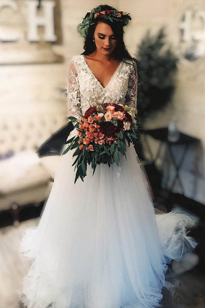 long wedding dresses with sleeves