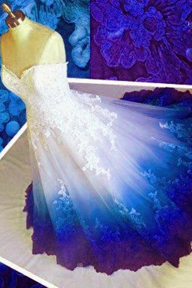 royal blue and purple wedding dress