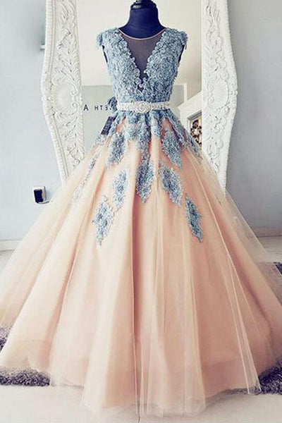 peach prom dress long