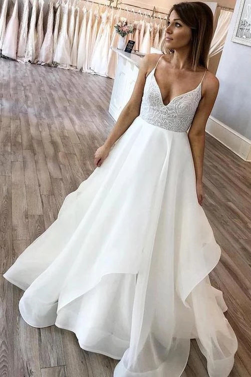 spaghetti-straps-beach-wedding-dress-with-lace-floor-length-bridal-dre-simibridaldresses