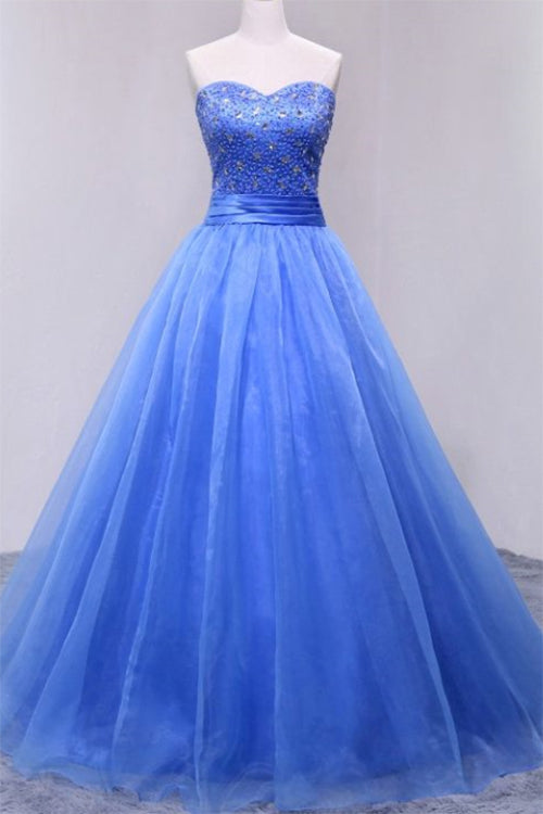 Puffy Sweetheart Organza Floor Length Prom Dress with Beading ...
