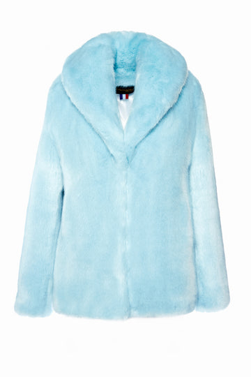 Faux Fur Sky Blue Jacket - ANNA – LaSeine&Moi