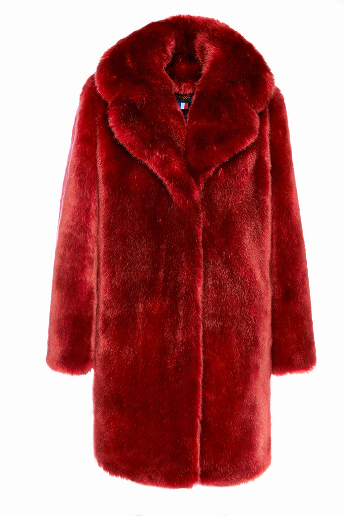 Red Faux Fur Coat - LOUVE – LaSeine&Moi