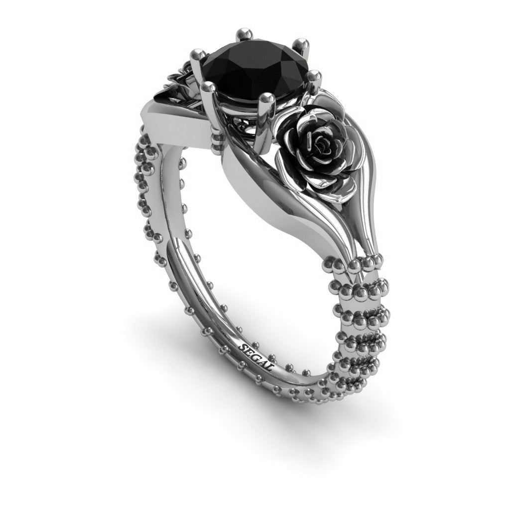 flower black diamond ring