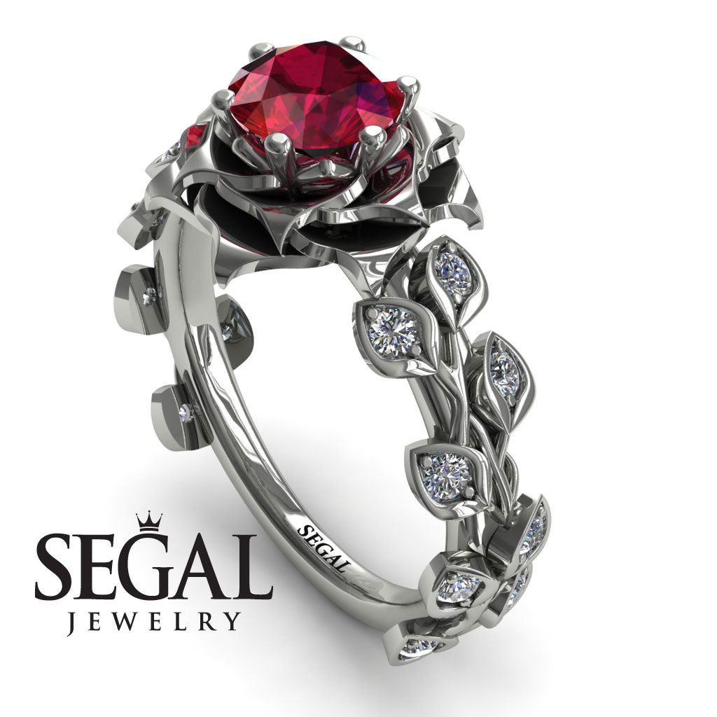 Rose Flower And Leaves - Diana no. 9 – Segal Jewelry
