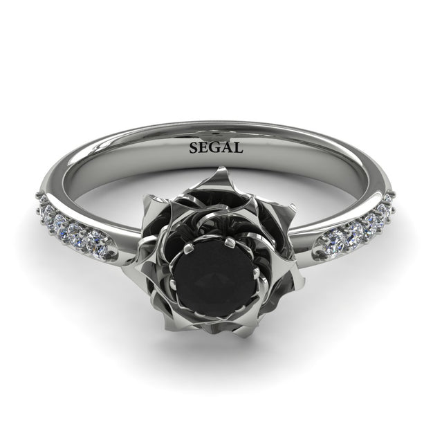 A lady's Rose Wedding Black Diamond Ring - Elena