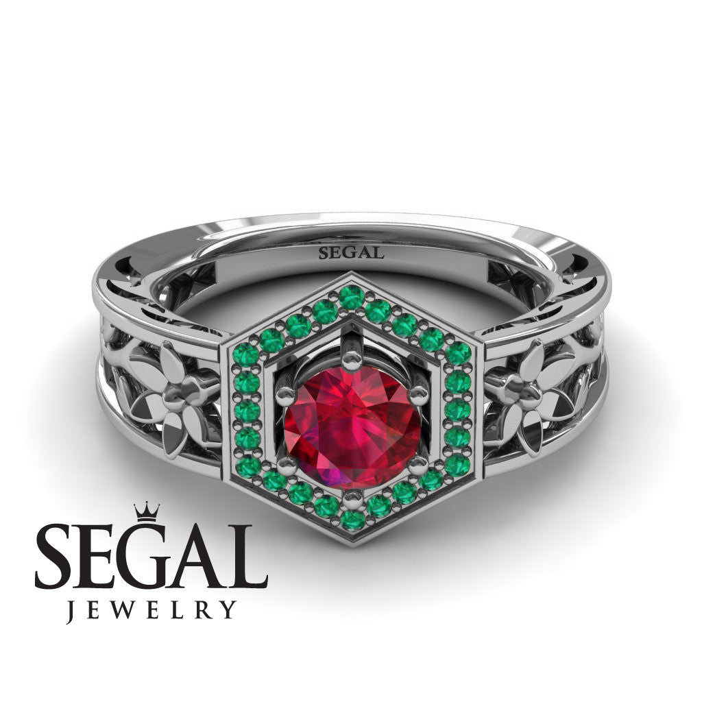 The Hexagon Flower Ruby Ring- Paisley no. 9 – Segal Jewelry