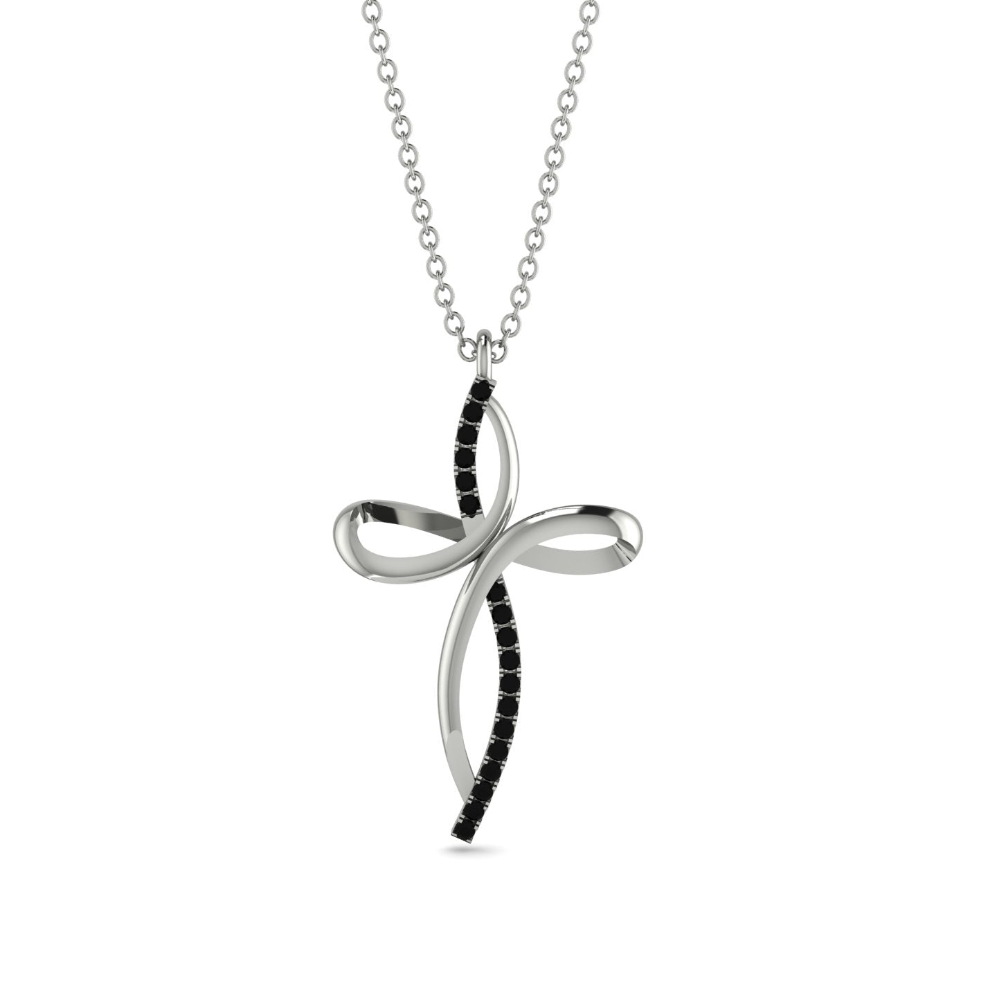 Unique Black Diamond Swirling Cross Necklace - Arthur No. 9