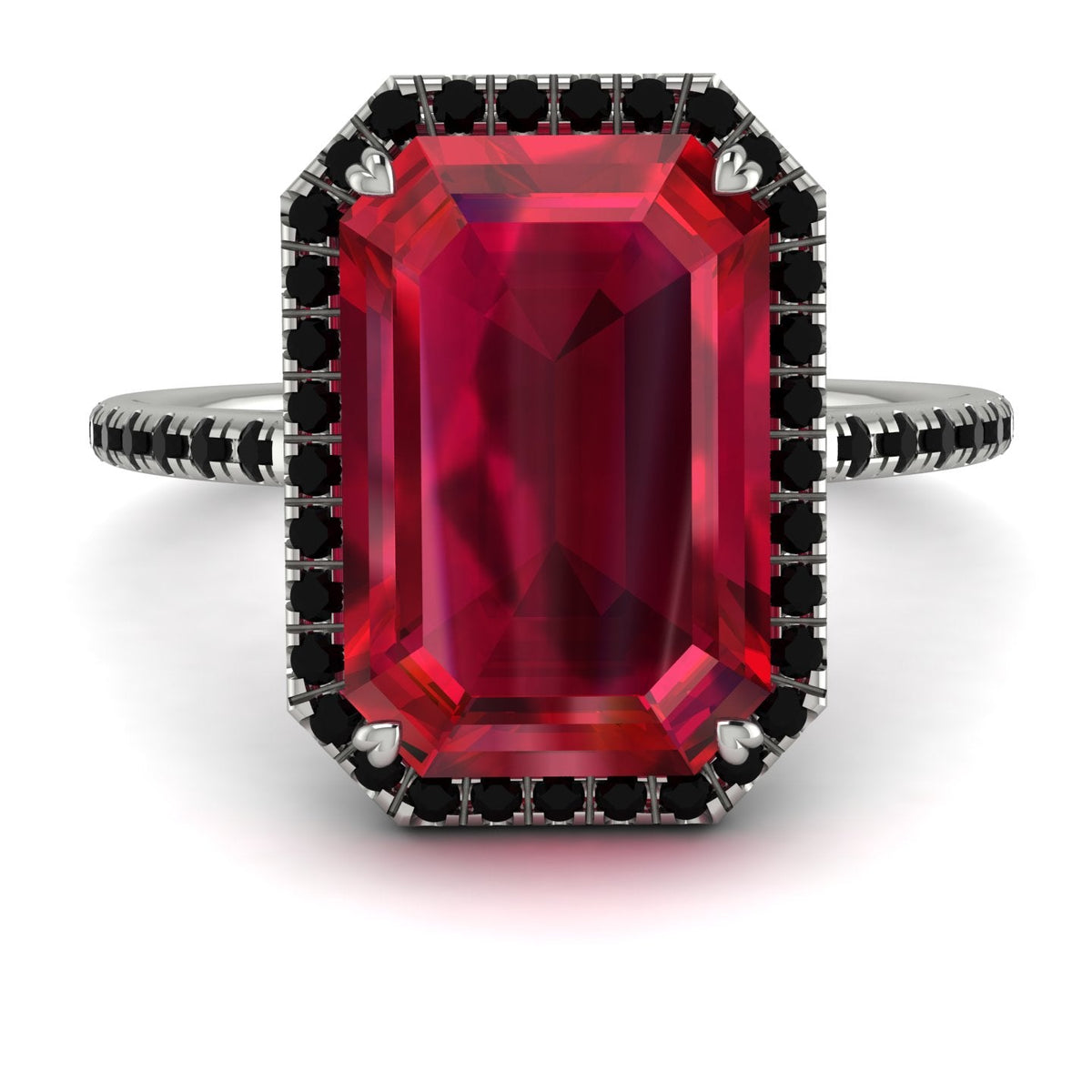 Emerald Cut Ruby Pave Engagement Ring - Nancy No. 42 – Segal Jewelry