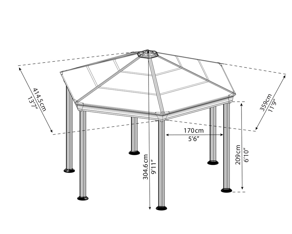 Palram Roma Gazebo Dimensions