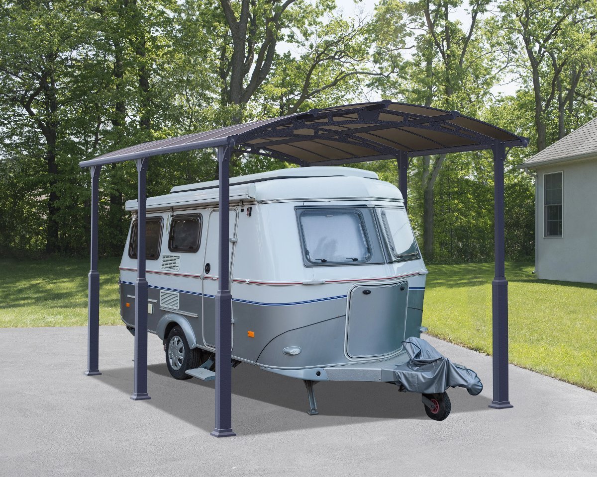 Palram Arcadia 5000 Alpine Tall Carport Grey Frame Bronze Panels 11 Awnings Canada