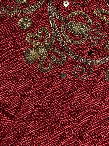 close up of knitted shirt in norwegian museum