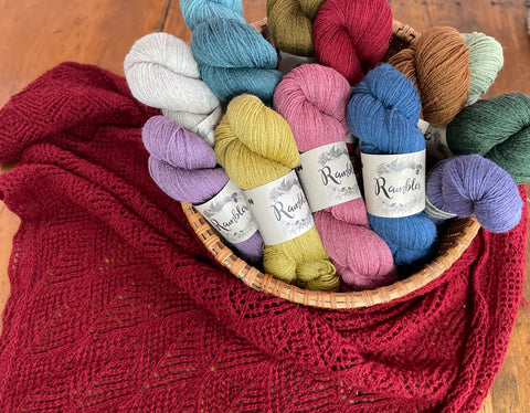 Corinne's Halligarth shawl and Rambler yarn