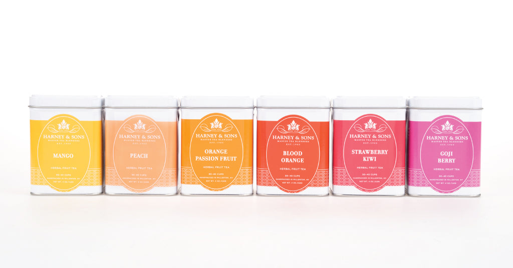 colorful tea tins