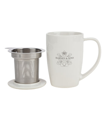 FORLIFE NewLeaf Glass 16 Ounce Tea Mug with Infuser and Black Lid