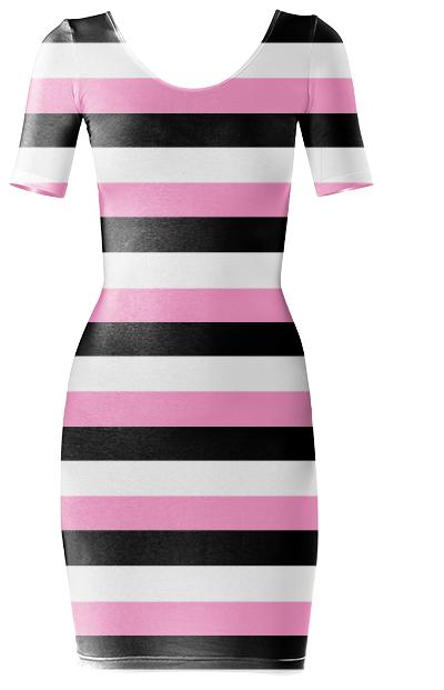 Black pink and white stripes Bodycon dress – PAOM