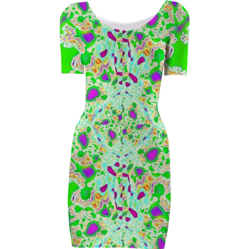 Green Abstract Design Bodycon Dress – PAOM
