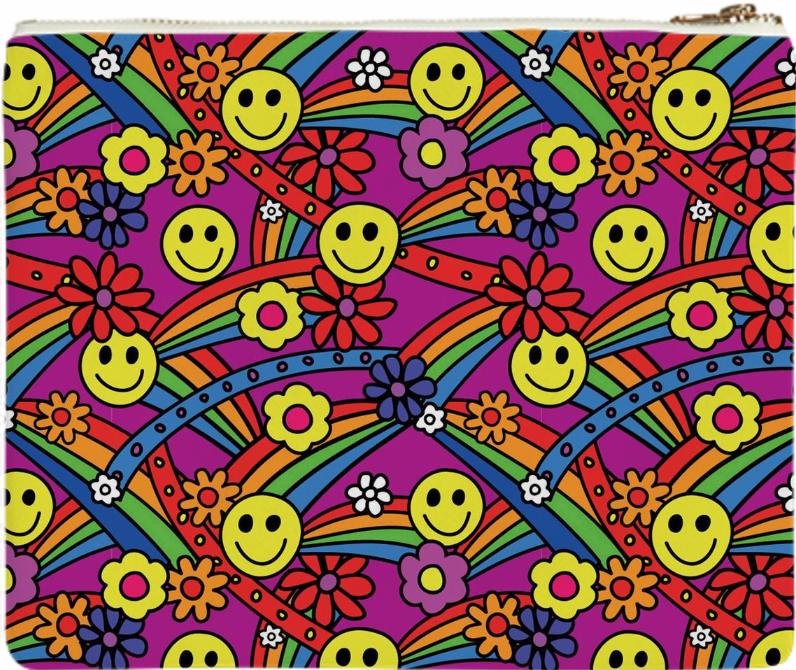 Geelachtig Goed gevoel Kroniek Rainbow Smiley Hippie Pattern Clutch Bag – PAOM