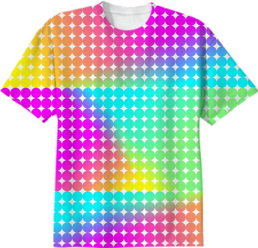 faTrendy Bright Colorful Neon Rainbow Spotted Fashion Tee Shirt Top – PAOM