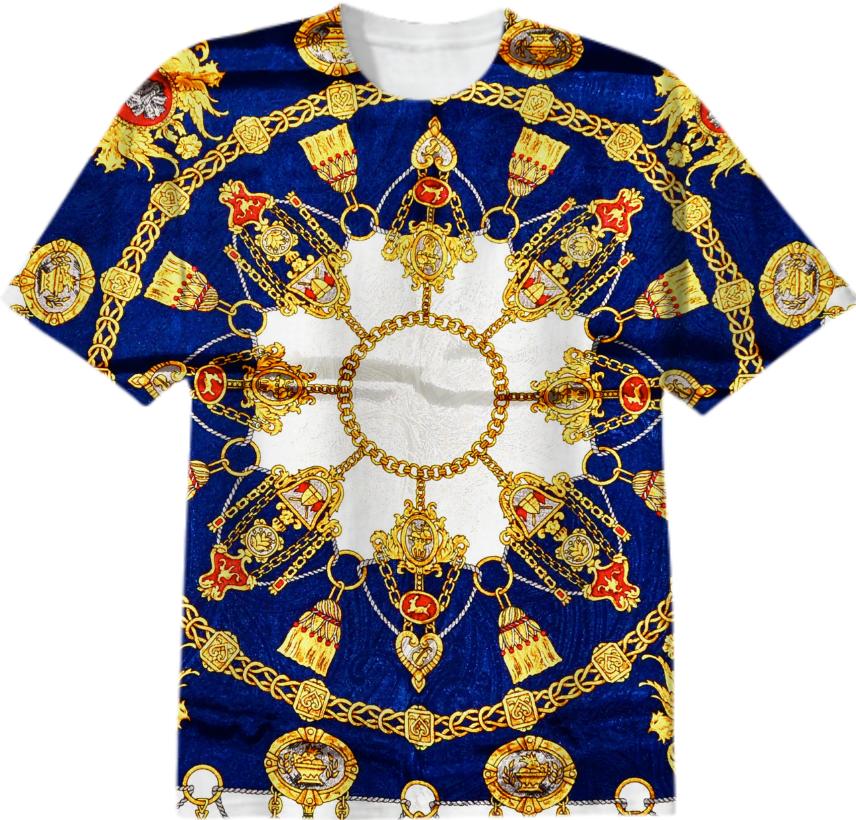 VERSACE BLUE WITH GOLD T SHIRT – PAOM