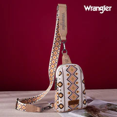 WG2205-210 Wrangler Aztec Print Crossbody Sling Chest Bag - Tan