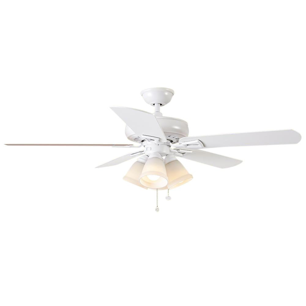 Hampton Bay Lyndhurst 52 Ceiling Fan W Light Kit Matte White